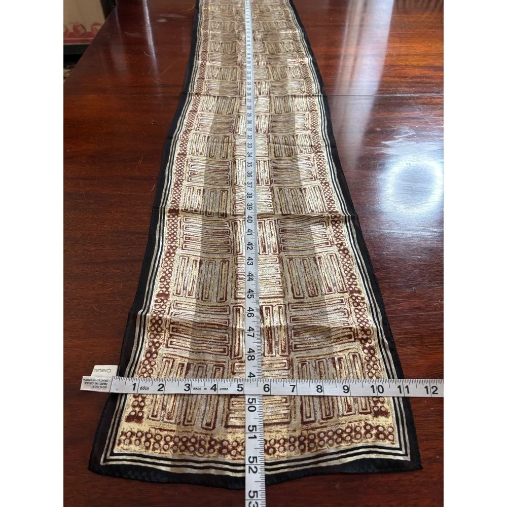 Vintage Silk Scarf Casual Corner Rectangle Brown Earth Tone Semi-Sheer